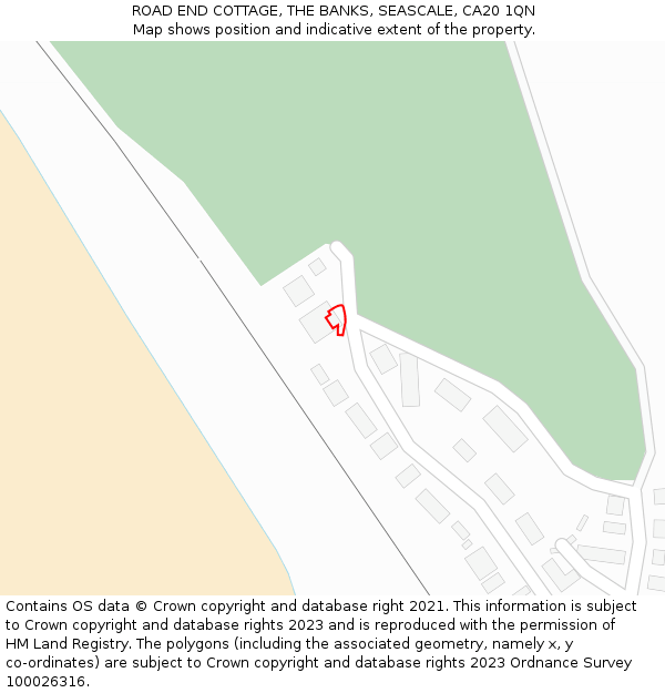 ROAD END COTTAGE, THE BANKS, SEASCALE, CA20 1QN: Location map and indicative extent of plot