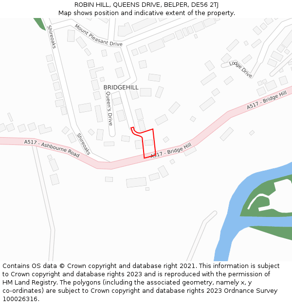 ROBIN HILL, QUEENS DRIVE, BELPER, DE56 2TJ: Location map and indicative extent of plot