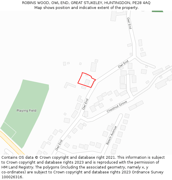 ROBINS WOOD, OWL END, GREAT STUKELEY, HUNTINGDON, PE28 4AQ: Location map and indicative extent of plot