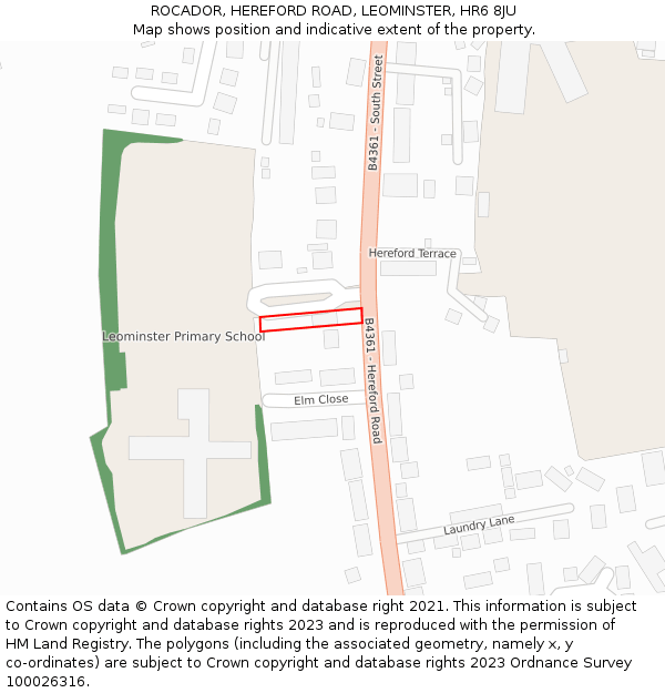 ROCADOR, HEREFORD ROAD, LEOMINSTER, HR6 8JU: Location map and indicative extent of plot