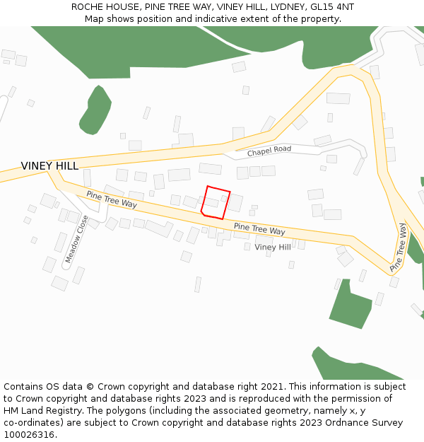 ROCHE HOUSE, PINE TREE WAY, VINEY HILL, LYDNEY, GL15 4NT: Location map and indicative extent of plot