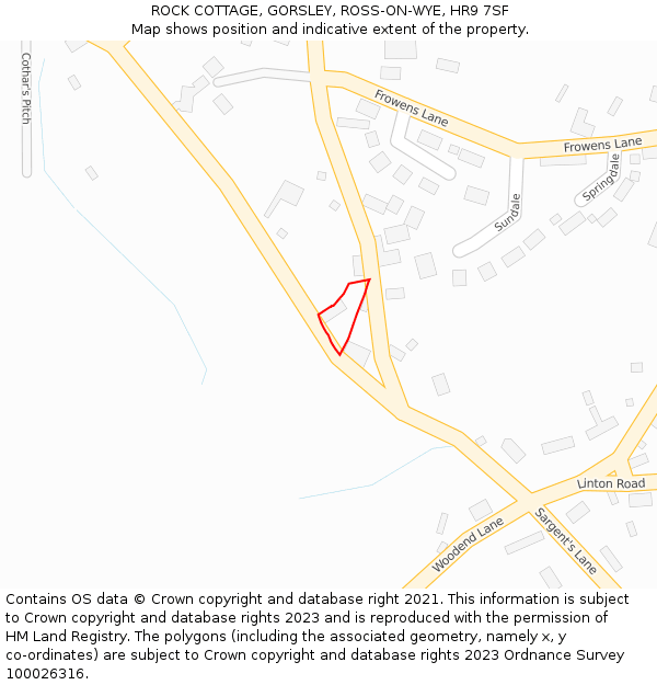 ROCK COTTAGE, GORSLEY, ROSS-ON-WYE, HR9 7SF: Location map and indicative extent of plot