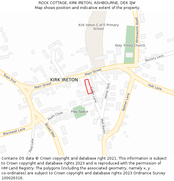 ROCK COTTAGE, KIRK IRETON, ASHBOURNE, DE6 3JW: Location map and indicative extent of plot