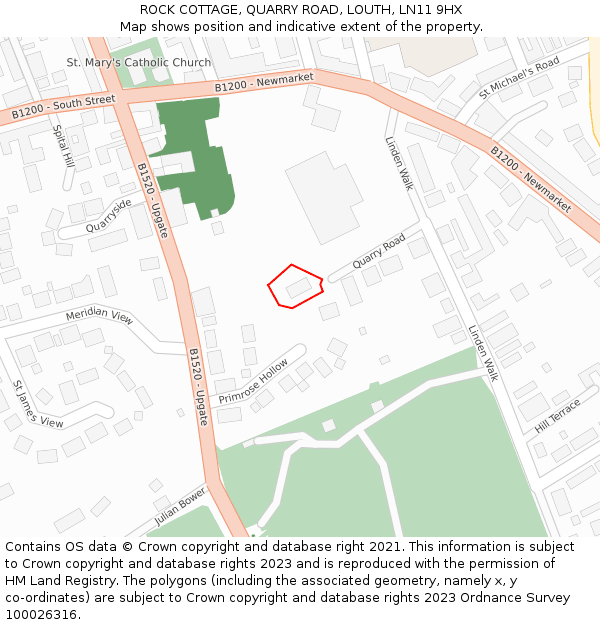 ROCK COTTAGE, QUARRY ROAD, LOUTH, LN11 9HX: Location map and indicative extent of plot