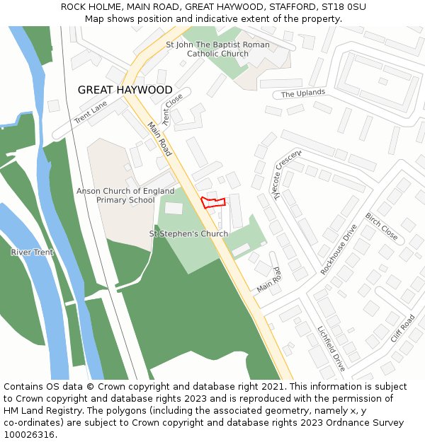 ROCK HOLME, MAIN ROAD, GREAT HAYWOOD, STAFFORD, ST18 0SU: Location map and indicative extent of plot
