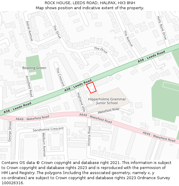 ROCK HOUSE, LEEDS ROAD, HALIFAX, HX3 8NH: Location map and indicative extent of plot