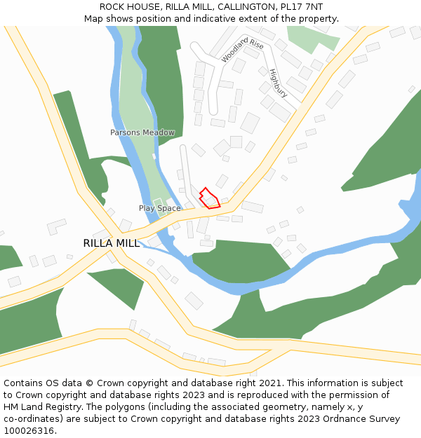 ROCK HOUSE, RILLA MILL, CALLINGTON, PL17 7NT: Location map and indicative extent of plot