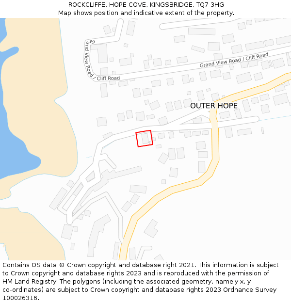 ROCKCLIFFE, HOPE COVE, KINGSBRIDGE, TQ7 3HG: Location map and indicative extent of plot
