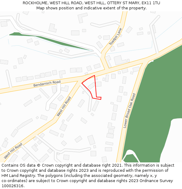 ROCKHOLME, WEST HILL ROAD, WEST HILL, OTTERY ST MARY, EX11 1TU: Location map and indicative extent of plot