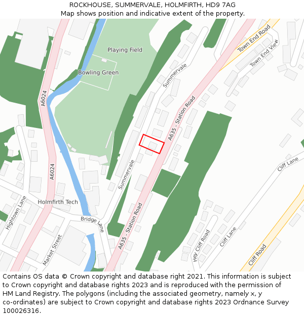 ROCKHOUSE, SUMMERVALE, HOLMFIRTH, HD9 7AG: Location map and indicative extent of plot
