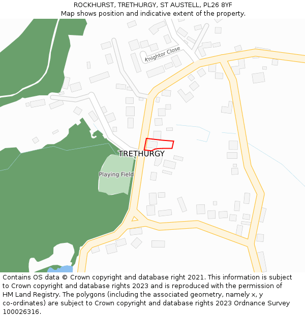 ROCKHURST, TRETHURGY, ST AUSTELL, PL26 8YF: Location map and indicative extent of plot