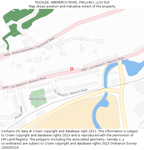 ROCKLEE, ABERERCH ROAD, PWLLHELI, LL53 5LR: Location map and indicative extent of plot