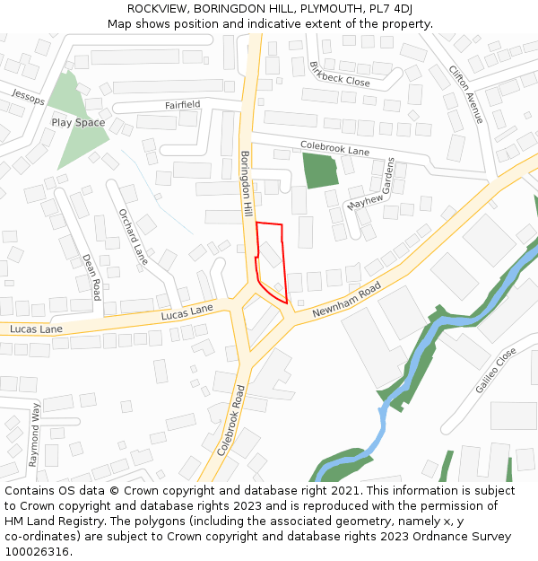 ROCKVIEW, BORINGDON HILL, PLYMOUTH, PL7 4DJ: Location map and indicative extent of plot