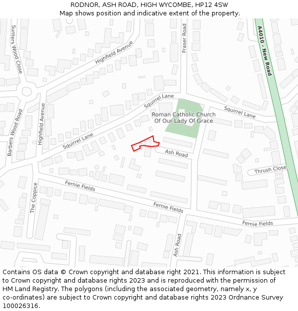 RODNOR, ASH ROAD, HIGH WYCOMBE, HP12 4SW: Location map and indicative extent of plot