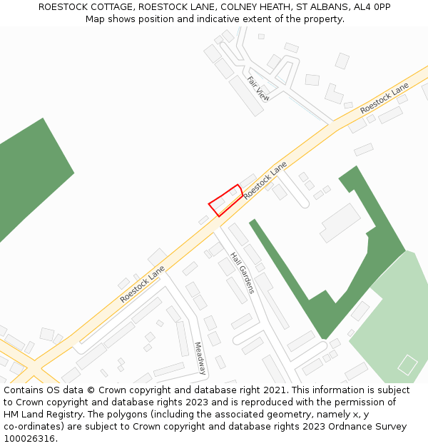 ROESTOCK COTTAGE, ROESTOCK LANE, COLNEY HEATH, ST ALBANS, AL4 0PP: Location map and indicative extent of plot