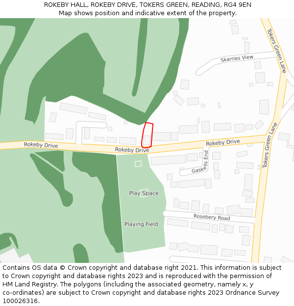 ROKEBY HALL, ROKEBY DRIVE, TOKERS GREEN, READING, RG4 9EN: Location map and indicative extent of plot