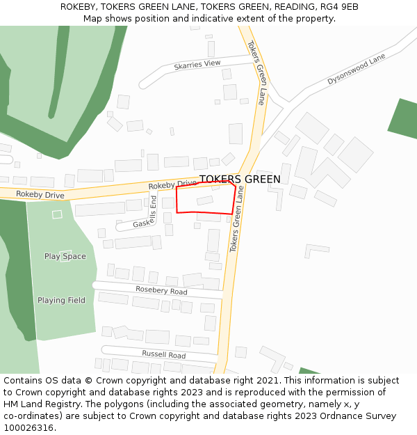 ROKEBY, TOKERS GREEN LANE, TOKERS GREEN, READING, RG4 9EB: Location map and indicative extent of plot