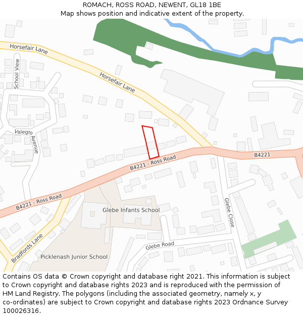 ROMACH, ROSS ROAD, NEWENT, GL18 1BE: Location map and indicative extent of plot