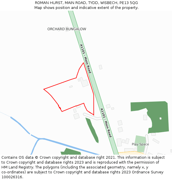 ROMAN HURST, MAIN ROAD, TYDD, WISBECH, PE13 5QG: Location map and indicative extent of plot