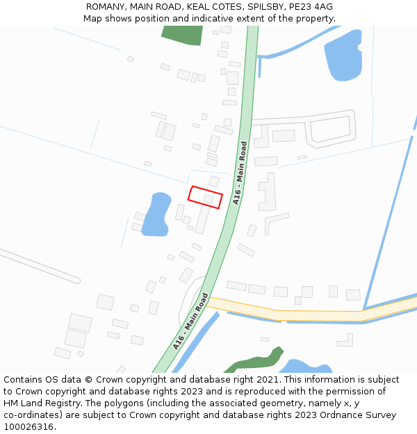 ROMANY, MAIN ROAD, KEAL COTES, SPILSBY, PE23 4AG: Location map and indicative extent of plot