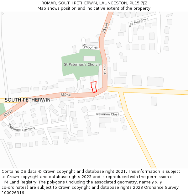 ROMAR, SOUTH PETHERWIN, LAUNCESTON, PL15 7JZ: Location map and indicative extent of plot