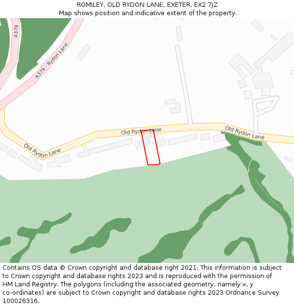 ROMILEY, OLD RYDON LANE, EXETER, EX2 7JZ: Location map and indicative extent of plot