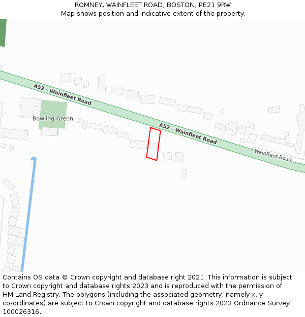 ROMNEY, WAINFLEET ROAD, BOSTON, PE21 9RW: Location map and indicative extent of plot