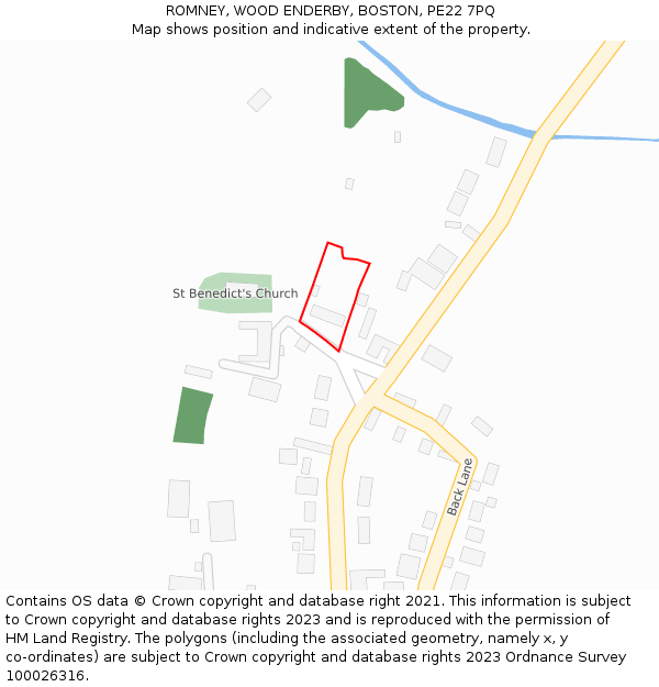 ROMNEY, WOOD ENDERBY, BOSTON, PE22 7PQ: Location map and indicative extent of plot