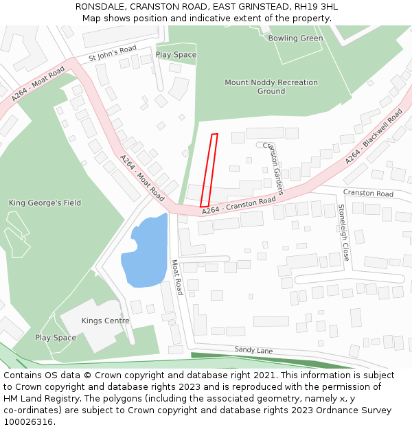 RONSDALE, CRANSTON ROAD, EAST GRINSTEAD, RH19 3HL: Location map and indicative extent of plot