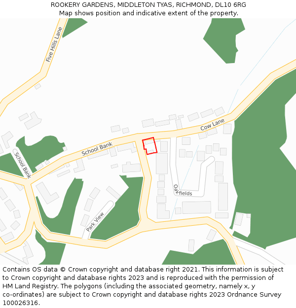 ROOKERY GARDENS, MIDDLETON TYAS, RICHMOND, DL10 6RG: Location map and indicative extent of plot