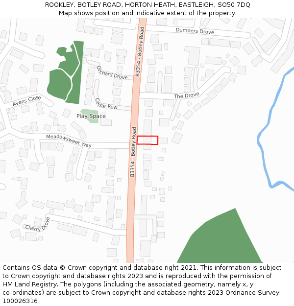 ROOKLEY, BOTLEY ROAD, HORTON HEATH, EASTLEIGH, SO50 7DQ: Location map and indicative extent of plot