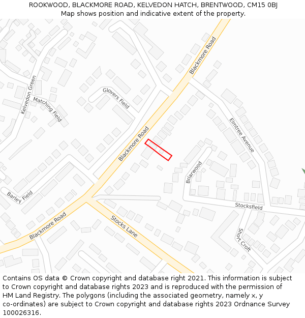 ROOKWOOD, BLACKMORE ROAD, KELVEDON HATCH, BRENTWOOD, CM15 0BJ: Location map and indicative extent of plot