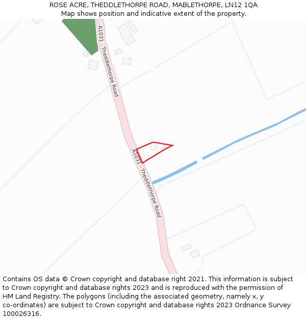 ROSE ACRE, THEDDLETHORPE ROAD, MABLETHORPE, LN12 1QA: Location map and indicative extent of plot