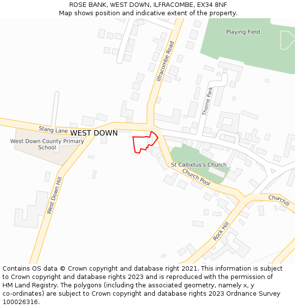 ROSE BANK, WEST DOWN, ILFRACOMBE, EX34 8NF: Location map and indicative extent of plot