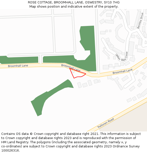 ROSE COTTAGE, BROOMHALL LANE, OSWESTRY, SY10 7HG: Location map and indicative extent of plot