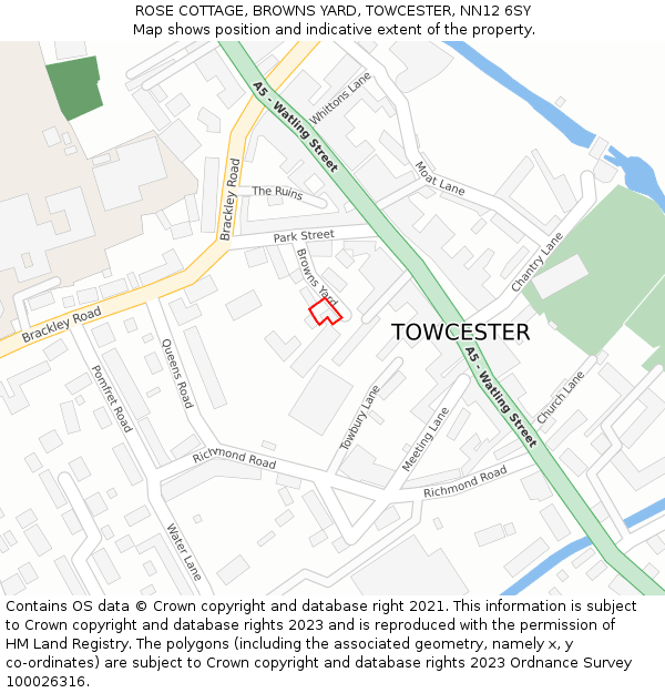 ROSE COTTAGE, BROWNS YARD, TOWCESTER, NN12 6SY: Location map and indicative extent of plot