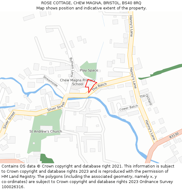 ROSE COTTAGE, CHEW MAGNA, BRISTOL, BS40 8RQ: Location map and indicative extent of plot