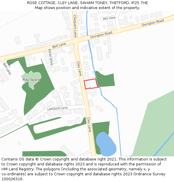 ROSE COTTAGE, CLEY LANE, SAHAM TONEY, THETFORD, IP25 7HE: Location map and indicative extent of plot