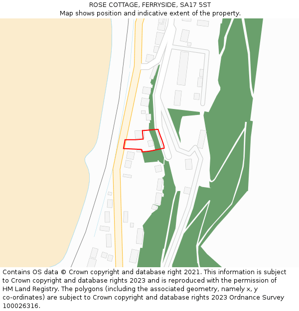 ROSE COTTAGE, FERRYSIDE, SA17 5ST: Location map and indicative extent of plot