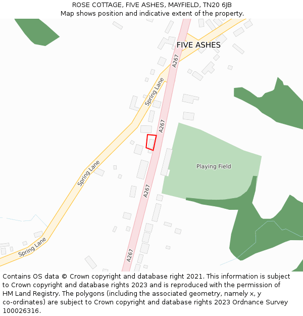 ROSE COTTAGE, FIVE ASHES, MAYFIELD, TN20 6JB: Location map and indicative extent of plot