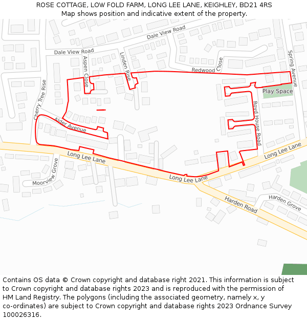 ROSE COTTAGE, LOW FOLD FARM, LONG LEE LANE, KEIGHLEY, BD21 4RS: Location map and indicative extent of plot