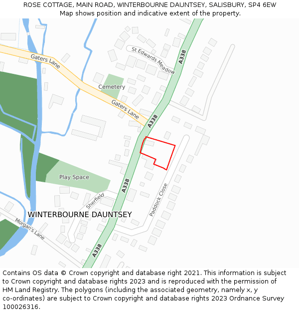 ROSE COTTAGE, MAIN ROAD, WINTERBOURNE DAUNTSEY, SALISBURY, SP4 6EW: Location map and indicative extent of plot