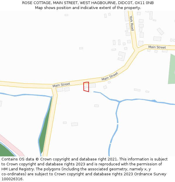 ROSE COTTAGE, MAIN STREET, WEST HAGBOURNE, DIDCOT, OX11 0NB: Location map and indicative extent of plot