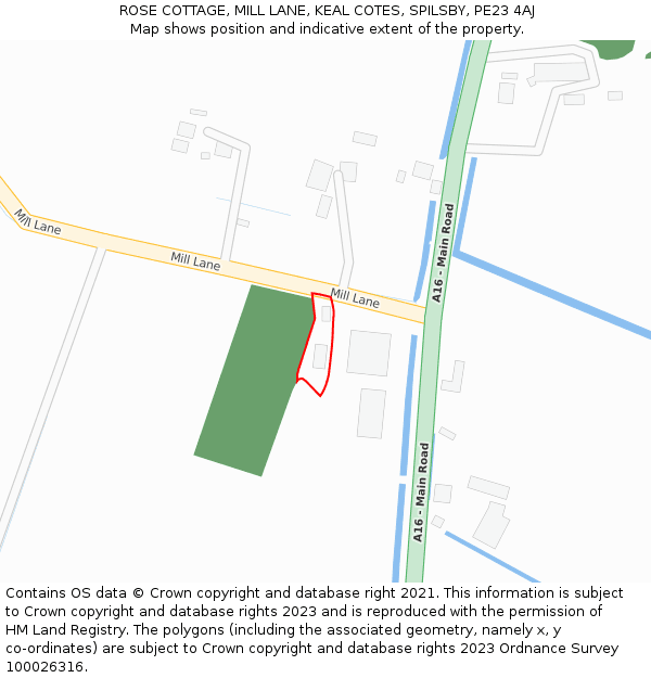 ROSE COTTAGE, MILL LANE, KEAL COTES, SPILSBY, PE23 4AJ: Location map and indicative extent of plot