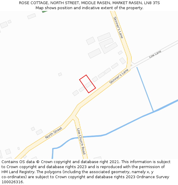 ROSE COTTAGE, NORTH STREET, MIDDLE RASEN, MARKET RASEN, LN8 3TS: Location map and indicative extent of plot