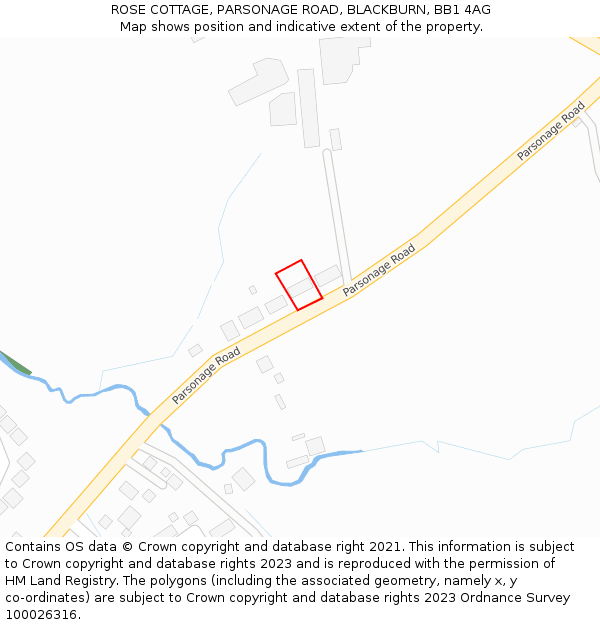 ROSE COTTAGE, PARSONAGE ROAD, BLACKBURN, BB1 4AG: Location map and indicative extent of plot