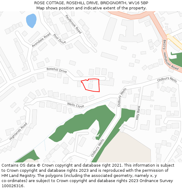 ROSE COTTAGE, ROSEHILL DRIVE, BRIDGNORTH, WV16 5BP: Location map and indicative extent of plot