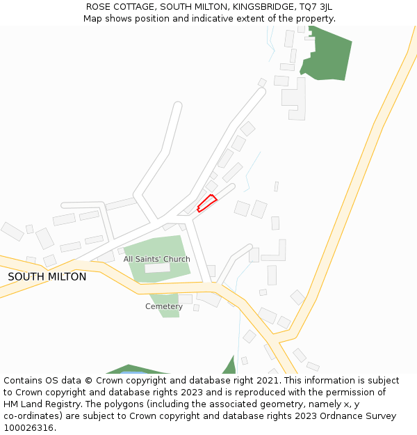 ROSE COTTAGE, SOUTH MILTON, KINGSBRIDGE, TQ7 3JL: Location map and indicative extent of plot