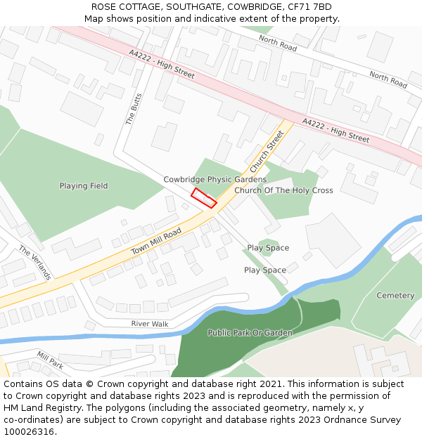 ROSE COTTAGE, SOUTHGATE, COWBRIDGE, CF71 7BD: Location map and indicative extent of plot