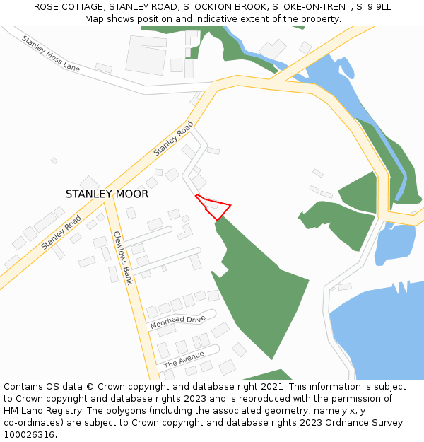 ROSE COTTAGE, STANLEY ROAD, STOCKTON BROOK, STOKE-ON-TRENT, ST9 9LL: Location map and indicative extent of plot